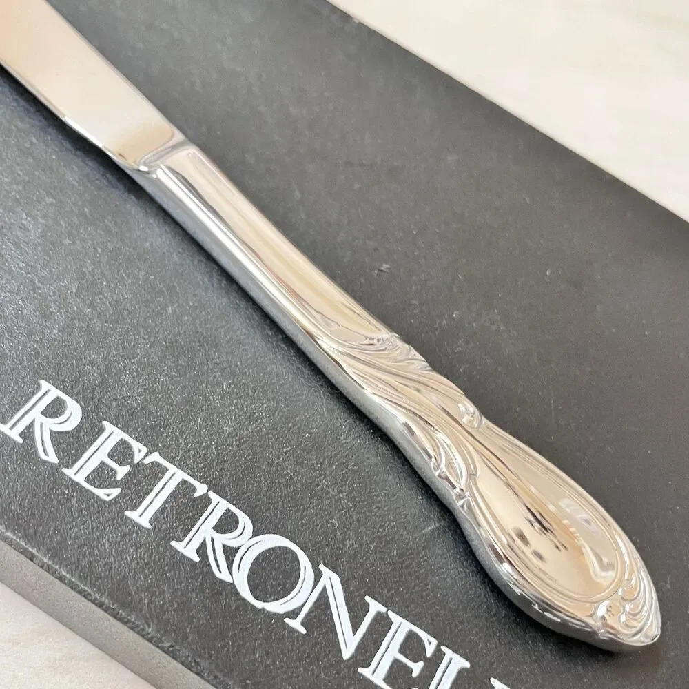 4pc RETRONEU Stephanie Stainless Steak Knife Set Hollow Handle Glossy 18/8 Korea